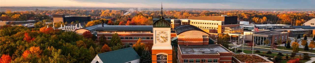 campus photo in fall aerial